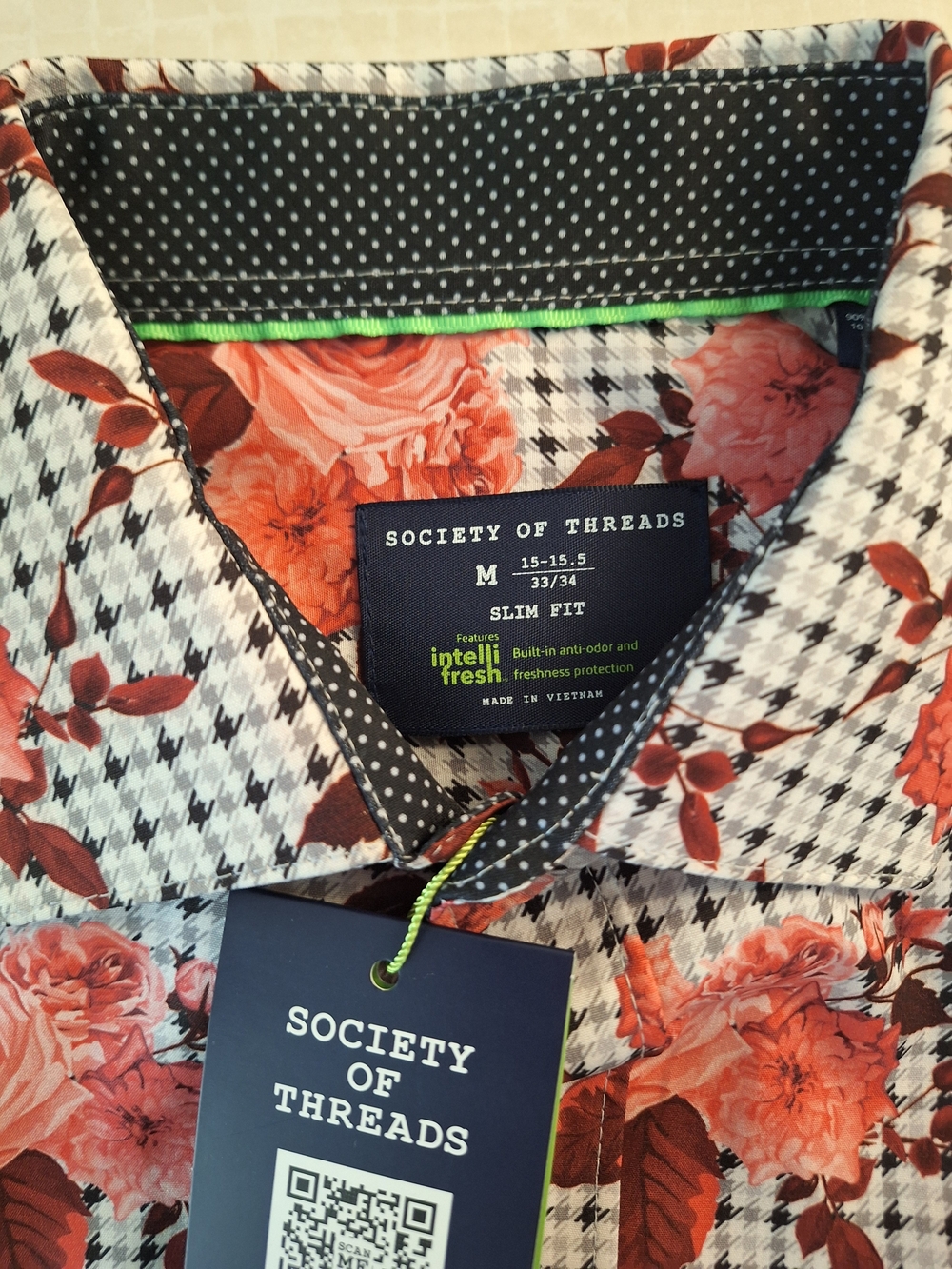 Society of Threads Men's Slim Fit Floral Shirt - Red/White